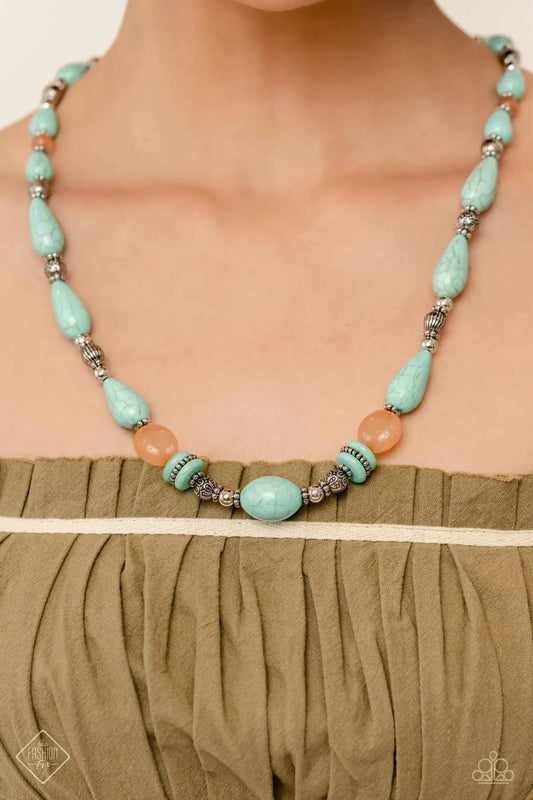 Nile River Redux - Blue Coral and Silver Bead